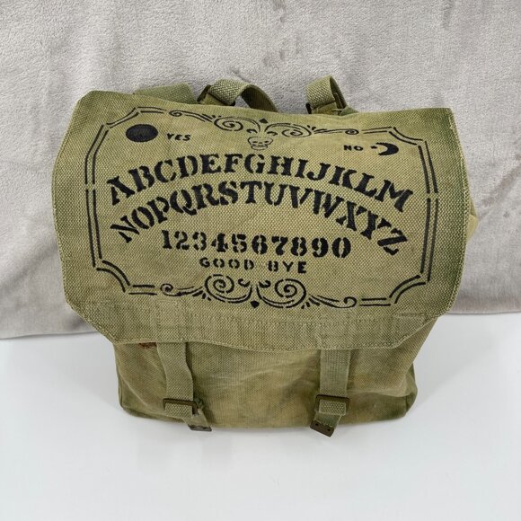 Vintage Military Custom Painted Ouija Board Canvas Messenger Bag Distressed - Picture 1 of 13